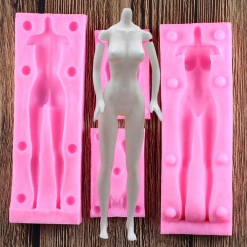 1PC Doll Body Shaped Silicone Mold 3D Fondant Tool For Manikin Handmade DIY Chocolate Baking Decorating Clay Mould QA 016