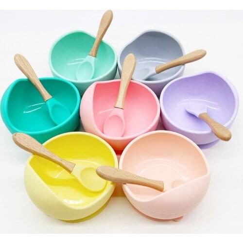 1set Silicone Baby Feeding Bowl Tableware Waterproof Spoon Non-Slip Crockery BPA Free Silicone Dishes for Baby Bowl Baby Plate