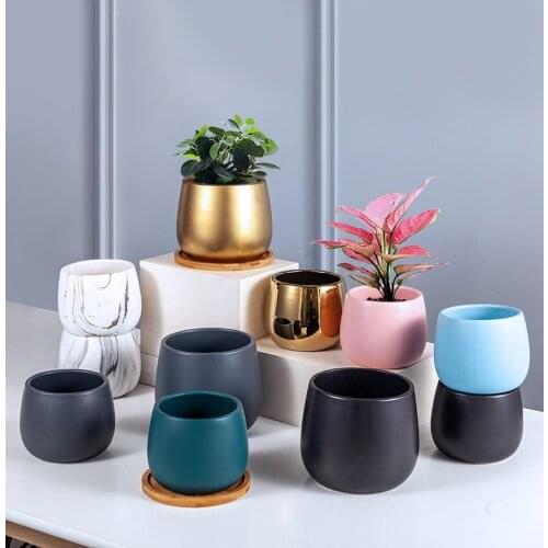 Modern Golden Ceramic Vase Gold Marble Flower Vase Home Tabletop Ornaments Home Round Flowerpot Dried Vases Arrangement Decor