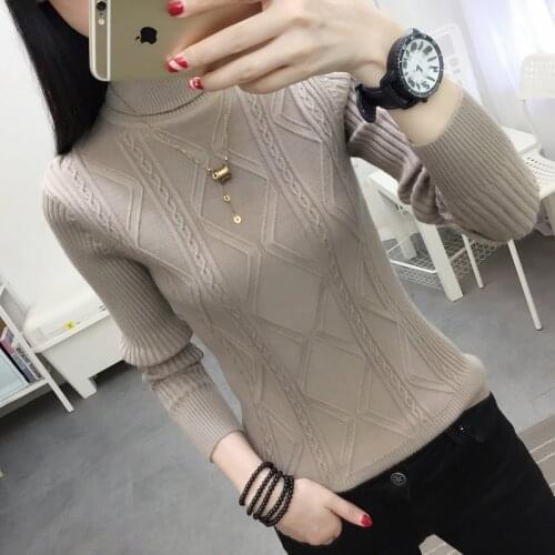High necked sweater for womens autumn and winter slim fit new versatile short Pullover Sweater for women