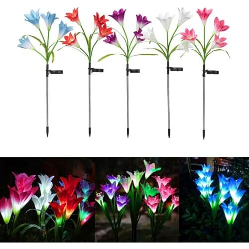 LED Solar Outdoor Fiber Lily Festive Lantern Outdoor Floor Outlet Lawn Lamp Courtyard Decorative Light