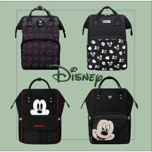 Disney Mummy USB Diaper Bag Baby Care Bag Maternity Nappy Bag Waterproof For Stroller Travel Large Capacity Black Mickey Cute