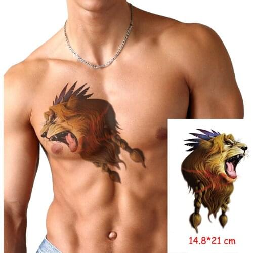 Waterproof Temporary Tattoo Sticker roaring lion king big animal feather tatoo Body Art Arm leg fake tattoos Women/Men girl kid