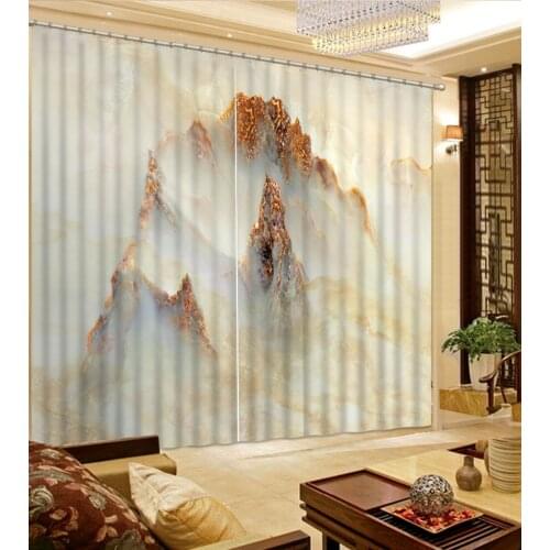 High quality custom 3d curtain fabric mountain curtains