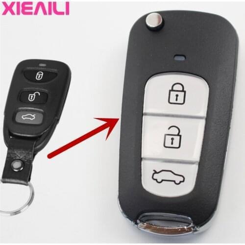 XIEAILI 5Pcs OEM 3Button Modified Flip Folding Remote Key Case Shell For Hyundai Sonata NF Key Fob Case S71