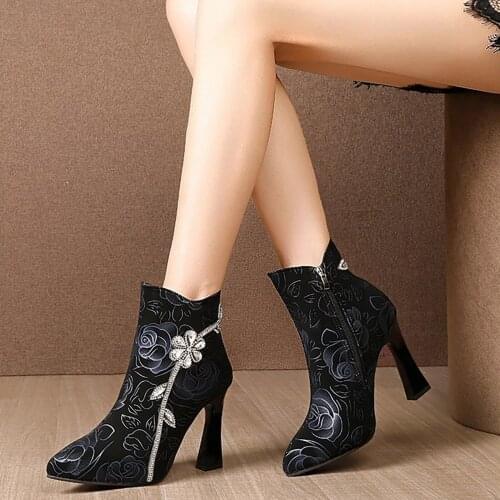 Autumn Winter Boots New Womens Boots Pointed Toe Stiletto High Heel Ankle Boots Women Ankle Boots Boots Fashion Single Boots