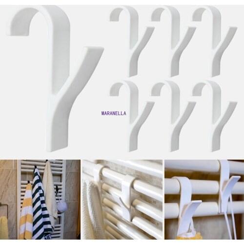 1/2/4/6pcs High Quality Hanger for Heated Towel Radiator Rail Clothes Hanger Bath Hook Holder Percha Plegable Scarf Hanger White