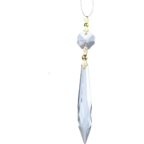 10 Large Chandelier Glass Crystals Lamp Prisms Parts Hanging Pendant Gold Hooks M02518-2