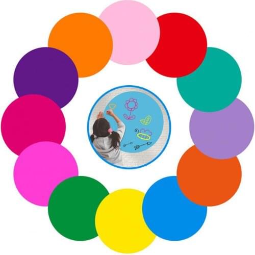12Pcs/Set Convenient Board Sticker Easy Installation PVC Self-adhesive Erasable Waterproof Round Wall Decal for Kids Board Stick