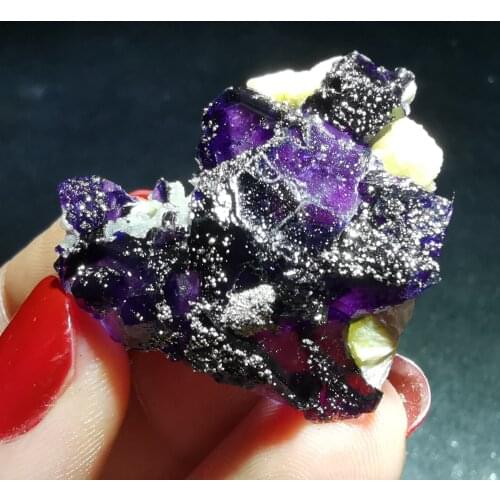 14gNatural rare purple fluorite mineral specimen healing energy CRYSTAL QUARTZ GEM original stone teaching home decoration