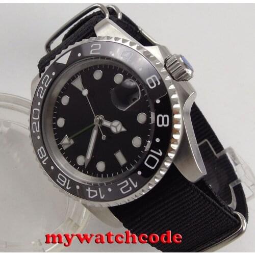 40mm Bliger black dial GMT date window automatic movement mens watch B169