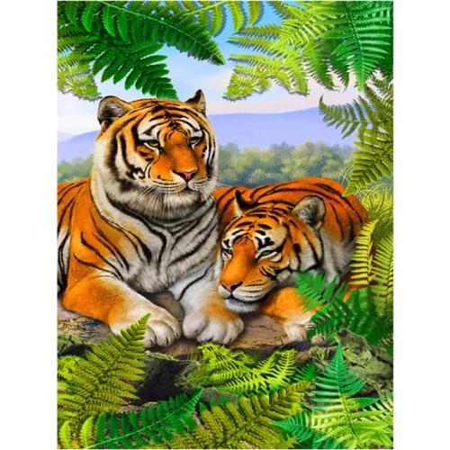5D DIY Diamond Painting Handicraft Needlework Diamond Embroidery Resinstone Diamond Cross Stitch Mosaic Decoration Tiger family
