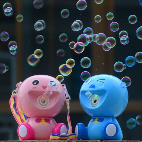 Bubble Machine Cartoon Electric Bubble Blower Maker With Lights Music Summer Soap Water Adsorption One-button Automatic Fun Toy