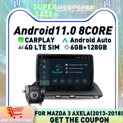Carplay DSP Android 10.0 2GB+32GB 4G 64GB Car DVD Player GPS Map RDS Radio Bluetooth 5.0 autoradio For Mazda 3 Axela 2014 - 2018