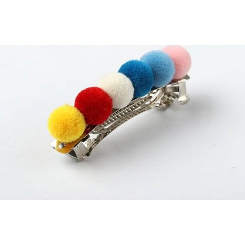 1PC Velvet Pompom Hairpins Colorful Barrettes Girls Novelty French Clips HC013