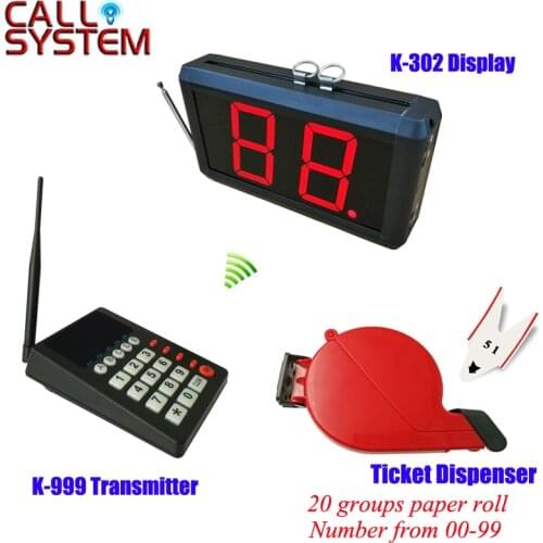 Hospital/clinic wireless paging calling system queue management 1 keypad 1 number screen 1 ticket dispenser