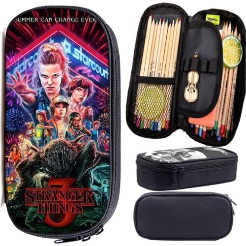 Stranger Things 3 Pencil Case Multifunction Cosmetic Bag Pen Bags Stranger Things Season 3 Zipper Pencil Box School Supplies Bag