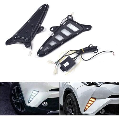 For Toyota C-HR Car Daytime Running Light Turn Signal Lamp White Amber light CHR 2017 2018 2019 2020