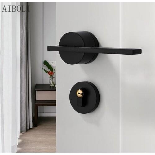 Door Lock Indoor Bedroom Door Lock Magnetic Door Handle Gray Black Nordic Mute Simple Post-modern Door Lock Wholesale