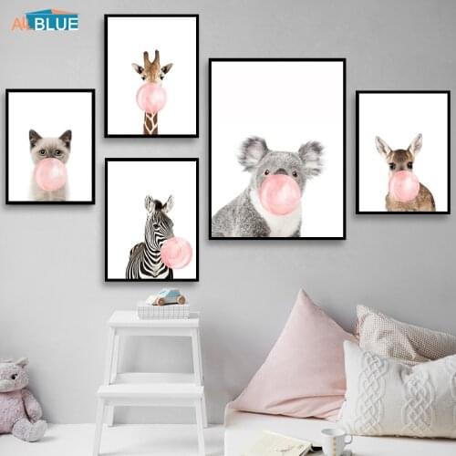 Cute Giraffe Zebra Animal Wall Art Canvas Painting Nordic Posters And Prints Nursery Decorative Wall Picture For Kids Room Decor