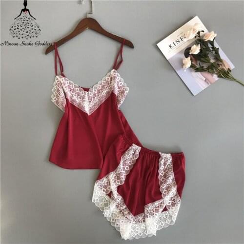 Pajamas Set For Women Silk Satin Pyjamas Summer V-neck Sleeveless Nightie Sleepwear Sexy Lingerie Pijama Femme Top Shorts