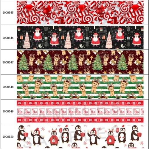 Christmas Cartoon Printed Grosgrain/Satin Ribbon 5 Yards 25mm/38mm/50mm/75mm for Party Decorations 200854