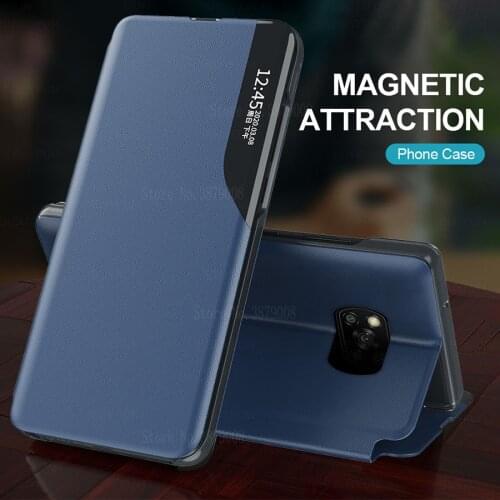 Xaomi Poco x 3 pro Leather Case Solid Plain For Poco x3 pro Pocophone x3pro x 3pro pocox3 pro Intelligent Flip View Window Cover