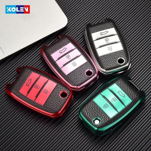 Leather + TPU Car Remote Key Full Cover Case Fob Shell For KIA RIO QL Soul Sportege Ceed Sorento Cerato Forte Optima K2 K3 K4 K5
