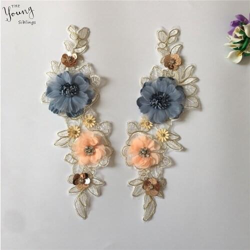 New arrive 3D flower Embroidery Sewing Neckline Applique Sequins Lace collar Rhinestone DIY Clothing Accessories Scrapbooking