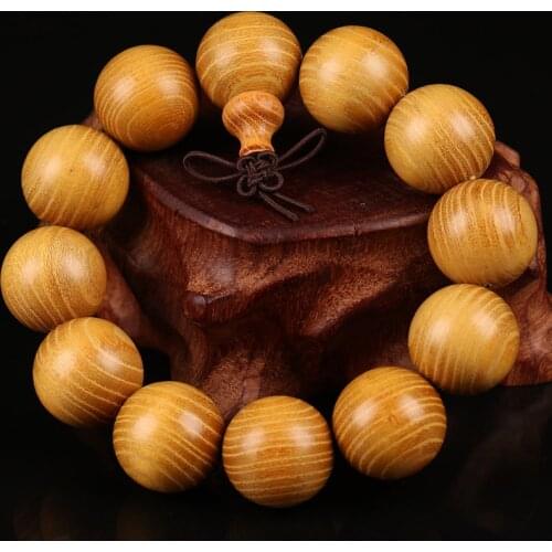 Hot sell BIG Natural Extension Wood Bracelets Disc Full Buddha Prayer Beads Bangle Men Jewelry,Christmas Gift