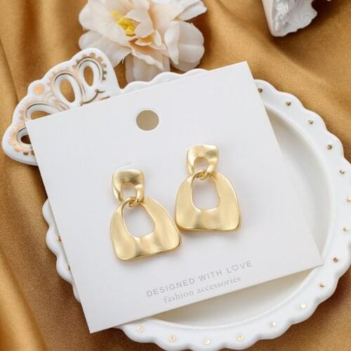 Shamir Metal Hollow Out Brief Paragraph Earrings Minimalist Wind Restoring Ancient Ways Stud Earrings Girl Jewelry Gifts