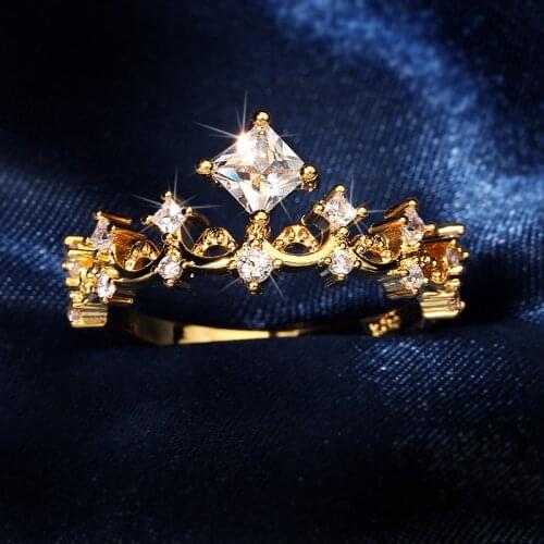 Cute Gold Crown with Bling Zircon Stone for Women Wedding Engagement Fashion Jewelry 2020