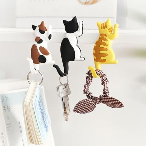 Multifunctional Magnet Hook Fridge Hook Keys Holder Wall Hanger Cartoon Cat Hooks Refrigerator Sticker Home Gadget