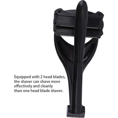 Men Two Head Blade Back Hair Shaver Trimmer Whole Body Leg Hair Razor Long Handle Hair Removal Razors Tool Black