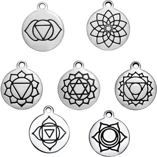 New Arrival Stainless Steel Floating Enamel Yoga Chakra Round Charm Pendants for Bracelet Necklace DIY Jewelry Making