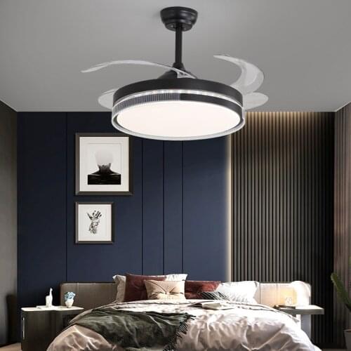 Modern Led Ceiling Fan Living Dining Room Decor Led Ceiling Fan With Remote Control 6 Gear Invisible Leaf Ceiling Fan With Light