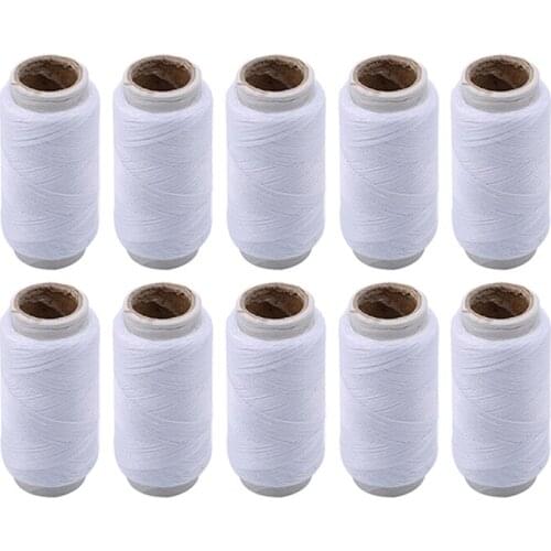 10pcs/ Pack White Polyester Sewing Thread Strong And Durable Sewing Threads For Hand Machines DIY Sewing Accessories