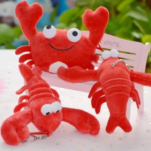 Lifelike 12cm plush Favorite lobster crab doll stuffed soft Pendant bag decoration Keychain festival christmas gift for friend