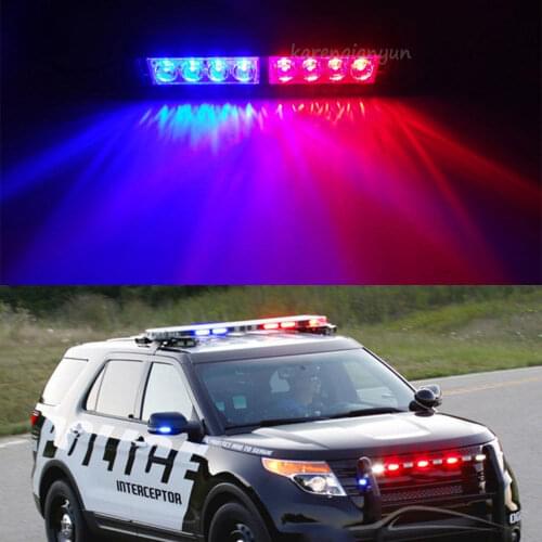 8 LED Red Blue Car Police Dash Emergency Stobe Light Bar Warning Flashing Lamp
