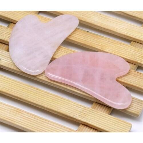 Hot 100pcs/lot Rose Quartz Jade Guasha Board Natural Stone Scraper Chinese Gua Sha Tools For Face Neck Back Body Acupuncture