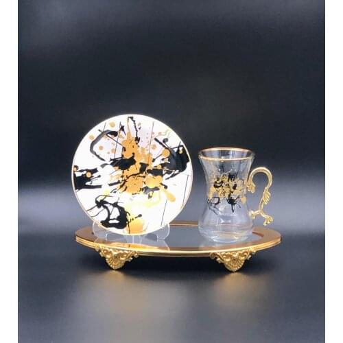 Turkish tea glasses 12 turkish tea sets 6 tea cups + 6 coffee cups + 6 saucers handcrafted high quality. Tea plates. Luxury cup