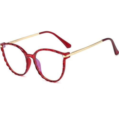 Veshion TR90 fashion eyeglass frame for women blue filter computer big round glasses frame metal clear lens female decoration