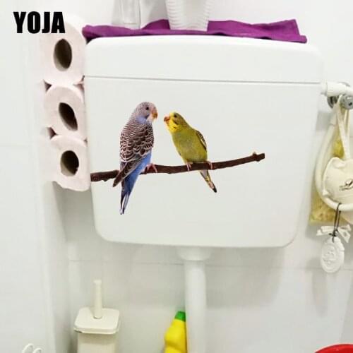 YOJA 24.5×15.4CM Cute Budgerigar Kids Room Wall Stickers Animal Home WC Toilet Decoration T1-3251