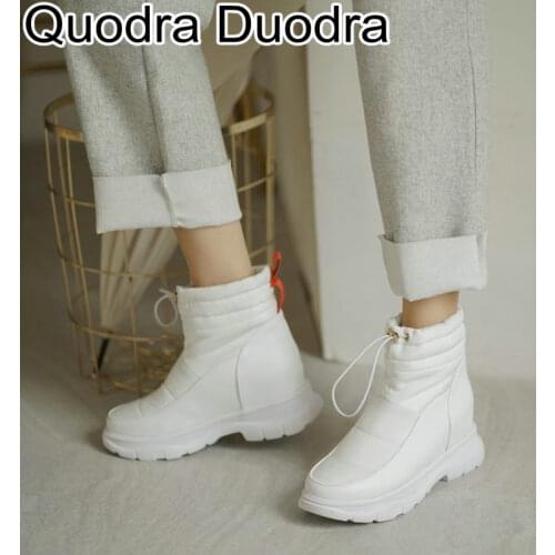 Women Snow Boots ankle new Winter Cotton shoes slippers Pointed Toe plush warm Fashion Female Big Size 34 43 solid all match