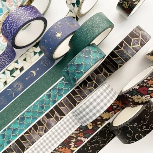 1.5mm Bronze Geometry Pastal Washi Tape Plaid Masking Tape Colorful Decorative for DIY Crafts Arts Scrapbooking Card