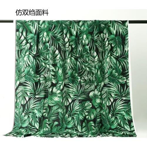 150x100cm European and American Field Tropical Jungle Big Green Leaf Imitate Double crepe Fabric For Woman Dress Blouse DIY
