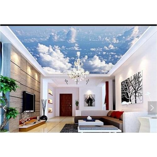 3D blue sky white cloud ceiling hotel wallpaper mural European wallpaper blue sky ceiling custom size mural