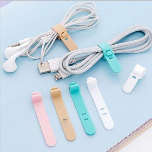 4pcs/set Multi-function Desktop Phone Cable Winder Earphone Clip Charger Organizer Silicone Management Wire Cord Fixer