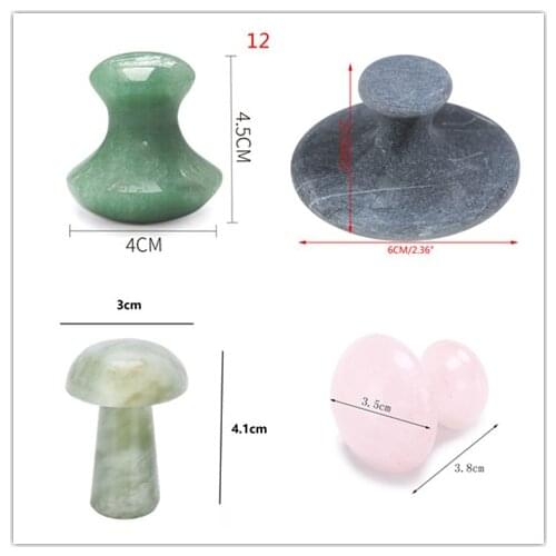 4Styles Natural Jade /Bian-Stone Mushroom Jade Roller Therapy Facial Neck Healing Slimming Massager Rose Quartz Lift Skin Tools