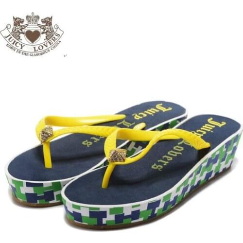 Free Shipping JUICY LOVERS Brand Outside Women Slippers Flat Beach Slipper Sandals Navy Blue Casual Sportswear Summer Flip Flops